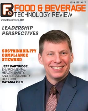 Portrait of Catania Oil's Jeff Partridge on the cover of Food & Beverage Technology Review